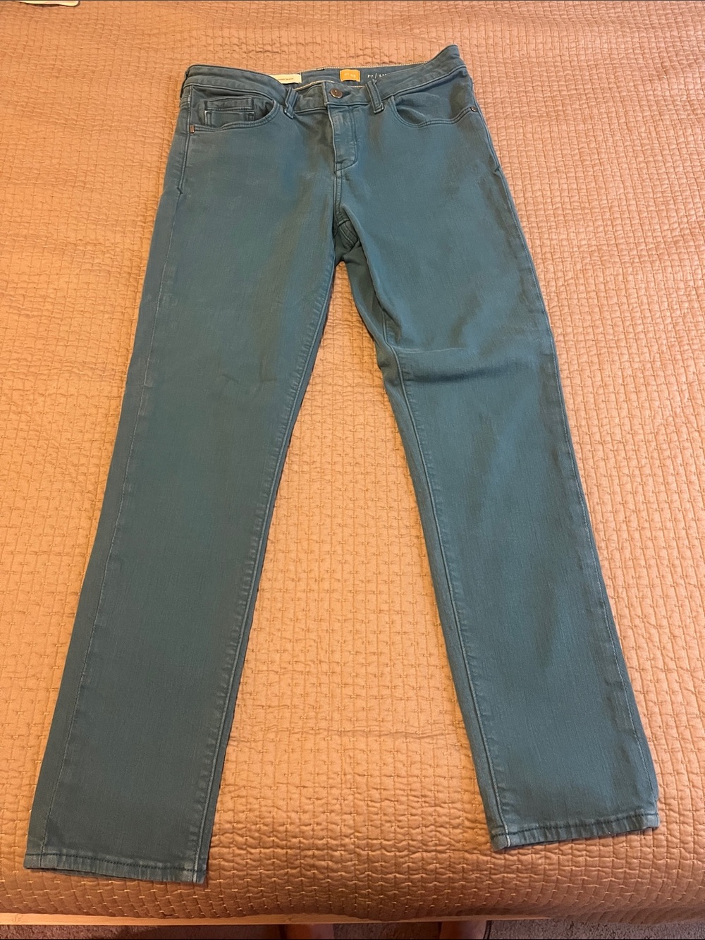 Pilcro Slim Straight Teal Jeans